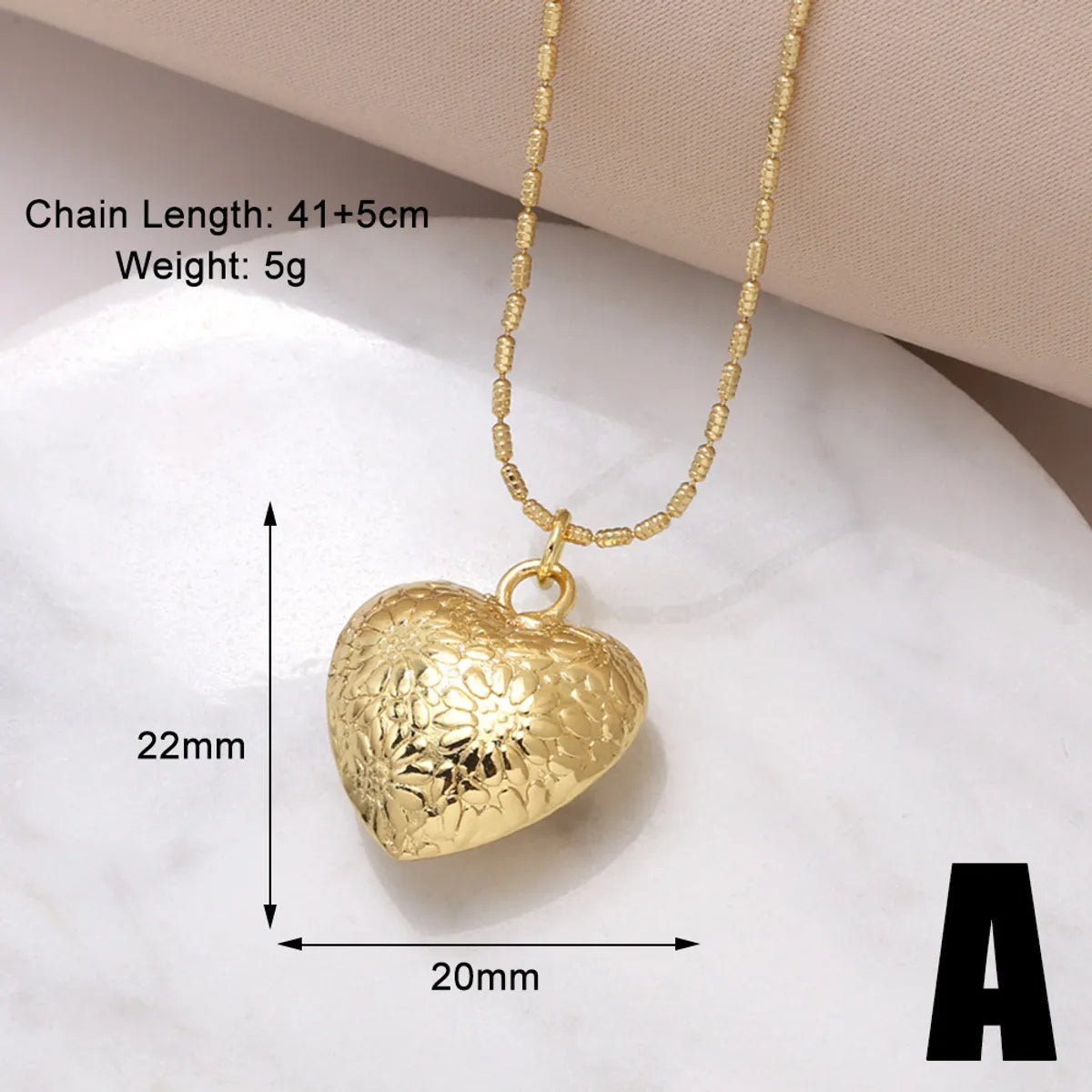 Copper 18K Gold Plated Modern Style Simple Style Plating Heart Shape Pendant Necklace