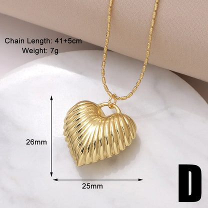 Copper 18K Gold Plated Modern Style Simple Style Plating Heart Shape Pendant Necklace