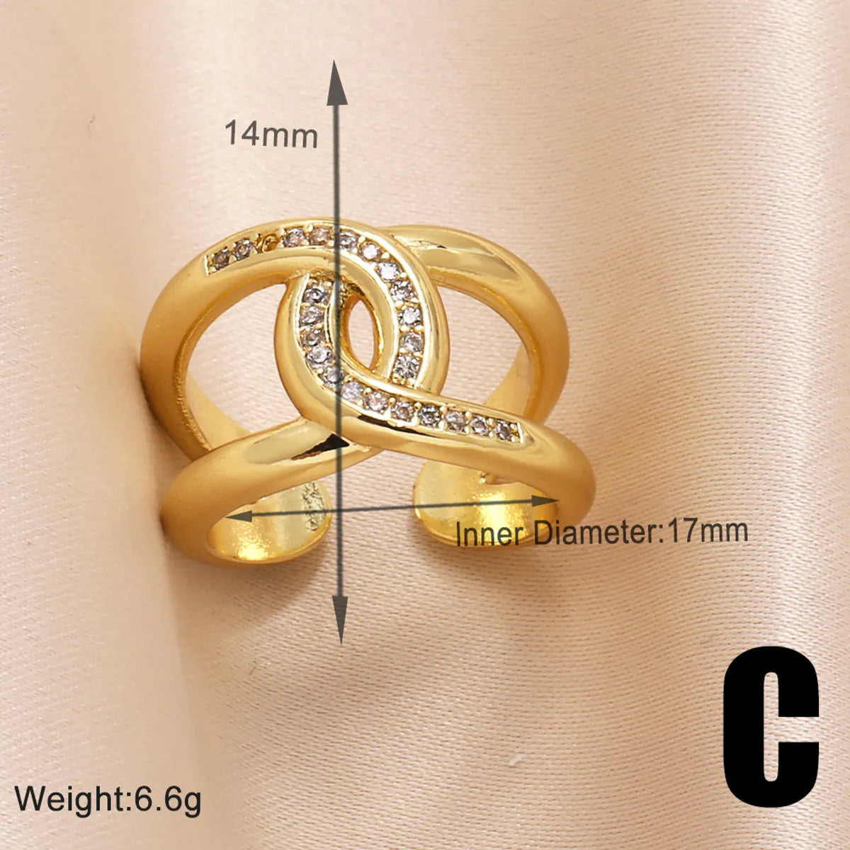 Copper 18K Gold Plated Modern Style Simple Style Plating Inlay Cross Zircon Open Rings