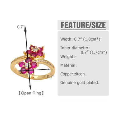 Copper 18K Gold Plated Modern Style Simple Style Plating Inlay Flower Zircon Open Rings