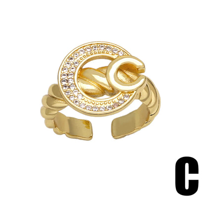 Copper 18K Gold Plated Modern Style Simple Style Plating Inlay Heart Shape Zircon Open Rings