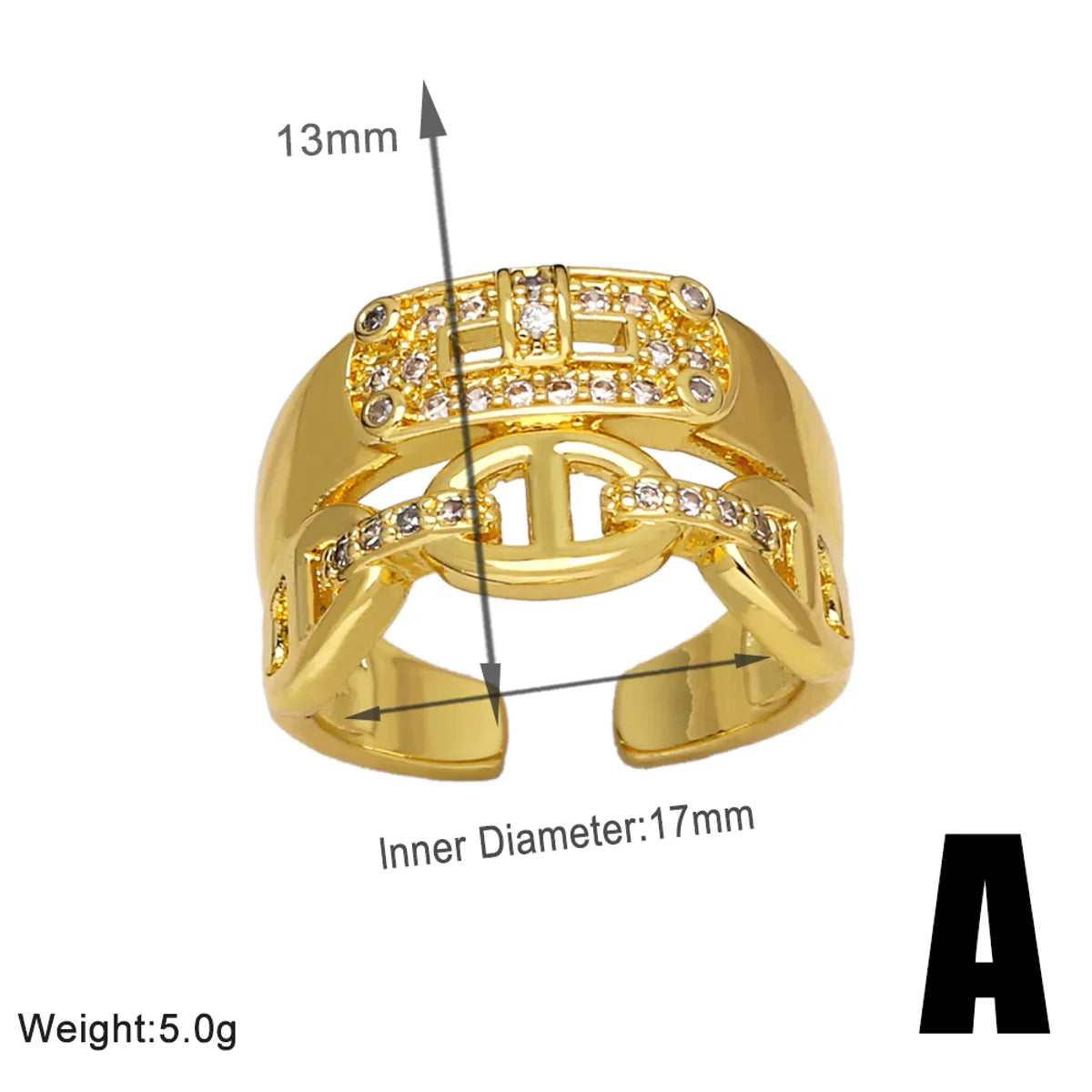 Copper 18K Gold Plated Modern Style Simple Style Plating Inlay Heart Shape Zircon Open Rings