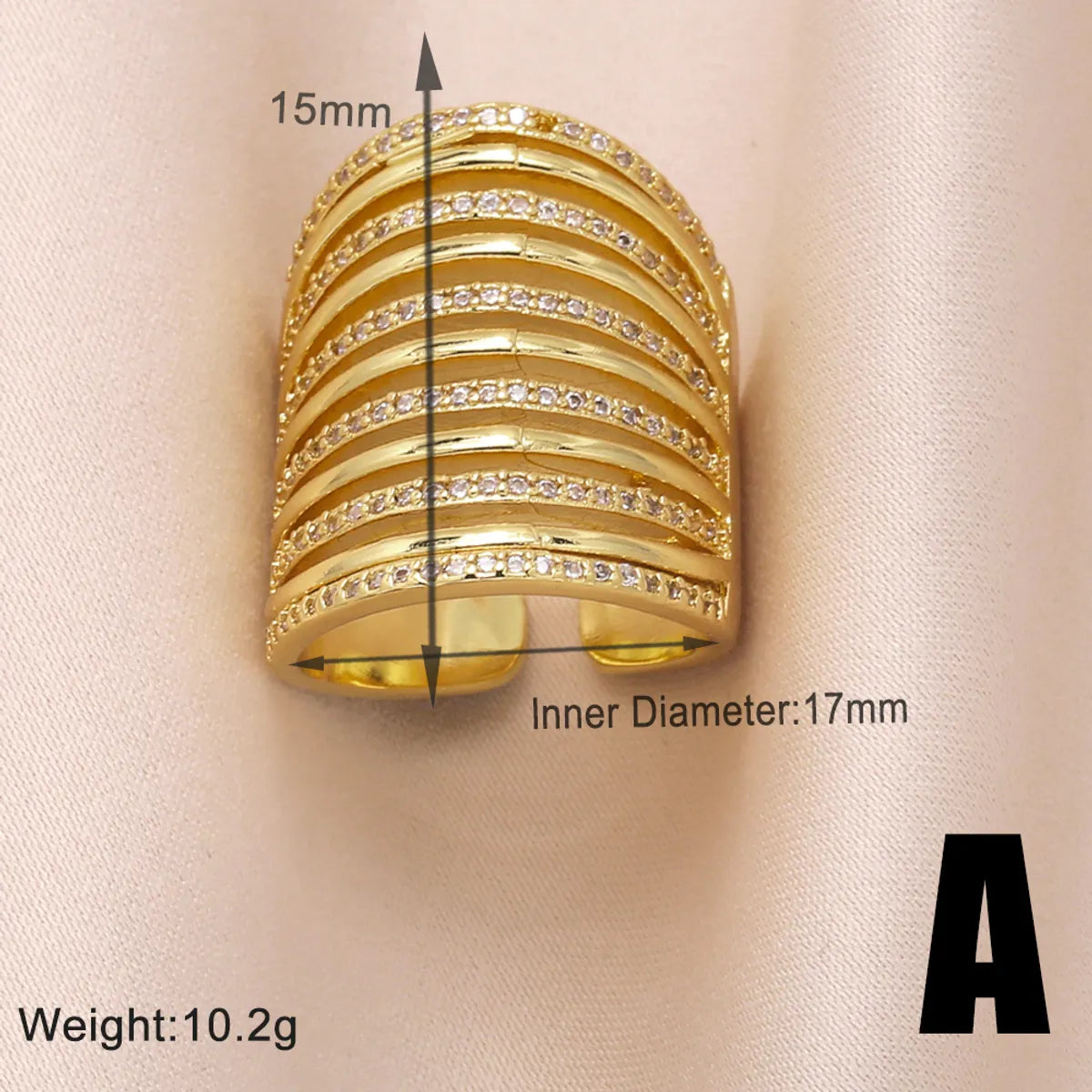 Copper 18K Gold Plated Modern Style Simple Style Plating Inlay Irregular Lines Zircon Open Rings