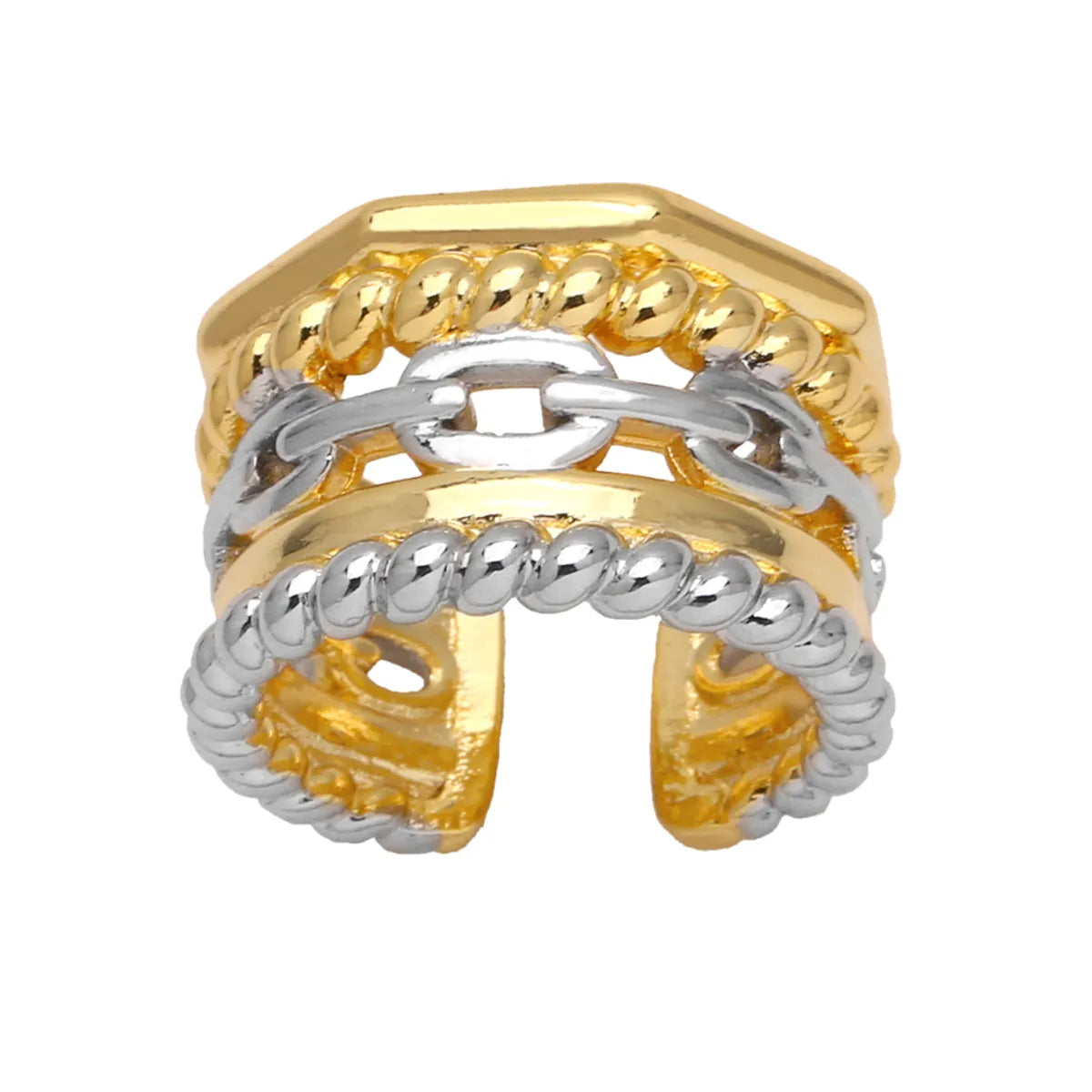 Copper 18K Gold Plated Modern Style Simple Style Plating Inlay Irregular Lines Zircon Open Rings