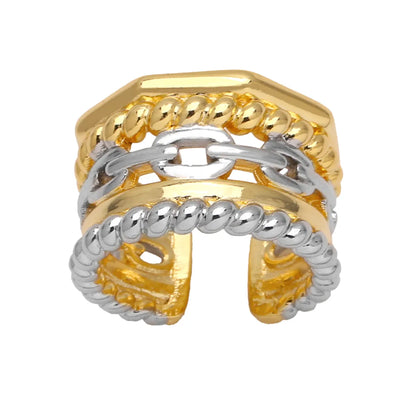 Copper 18K Gold Plated Modern Style Simple Style Plating Inlay Irregular Lines Zircon Open Rings