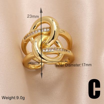 Copper 18K Gold Plated Modern Style Simple Style Plating Inlay Irregular Zircon Open Rings