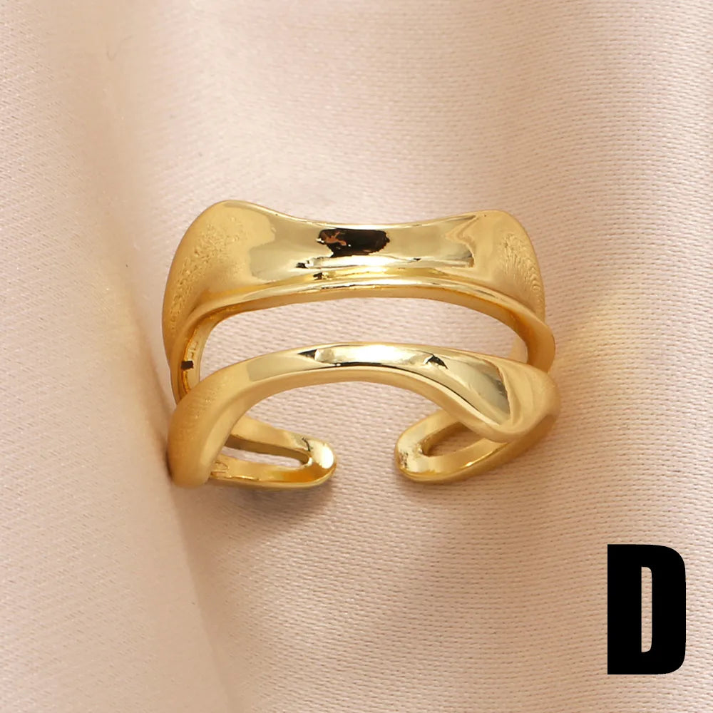 Copper 18K Gold Plated Modern Style Simple Style Plating Inlay Irregular Zircon Open Rings