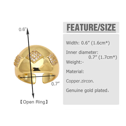 Copper 18K Gold Plated Modern Style Simple Style Plating Inlay Irregular Zircon Open Rings