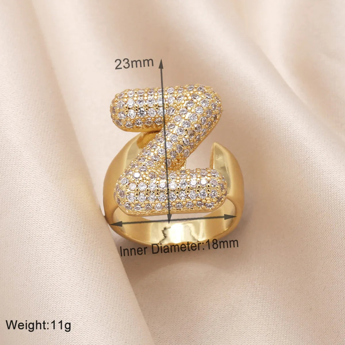 Copper 18K Gold Plated Modern Style Simple Style Plating Inlay Letter Zircon Open Rings