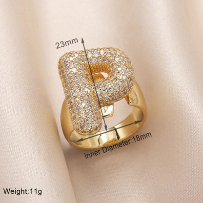 Copper 18K Gold Plated Modern Style Simple Style Plating Inlay Letter Zircon Open Rings