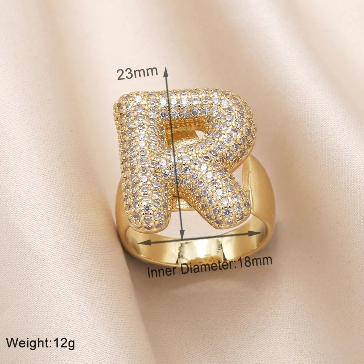 Copper 18K Gold Plated Modern Style Simple Style Plating Inlay Letter Zircon Open Rings