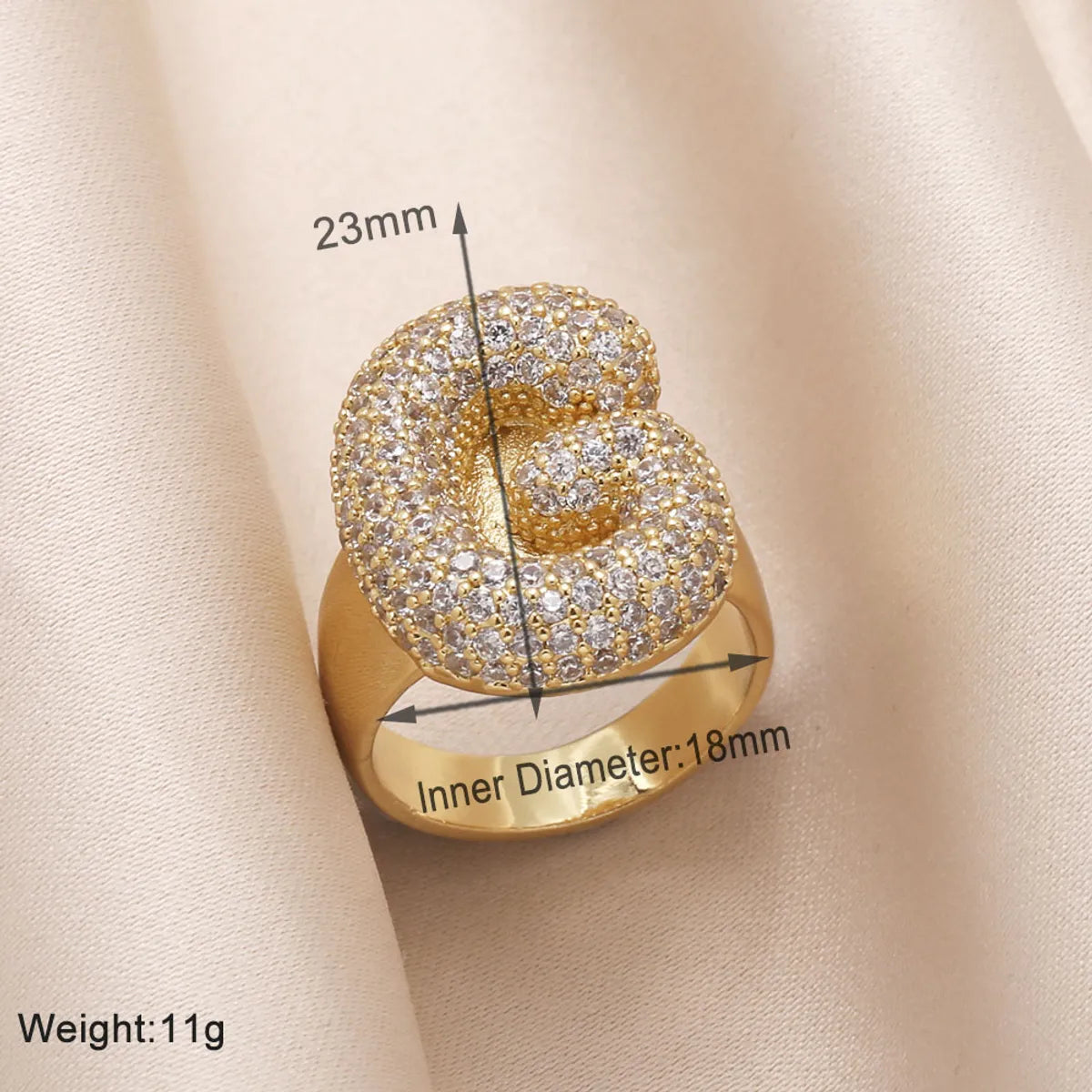 Copper 18K Gold Plated Modern Style Simple Style Plating Inlay Letter Zircon Open Rings