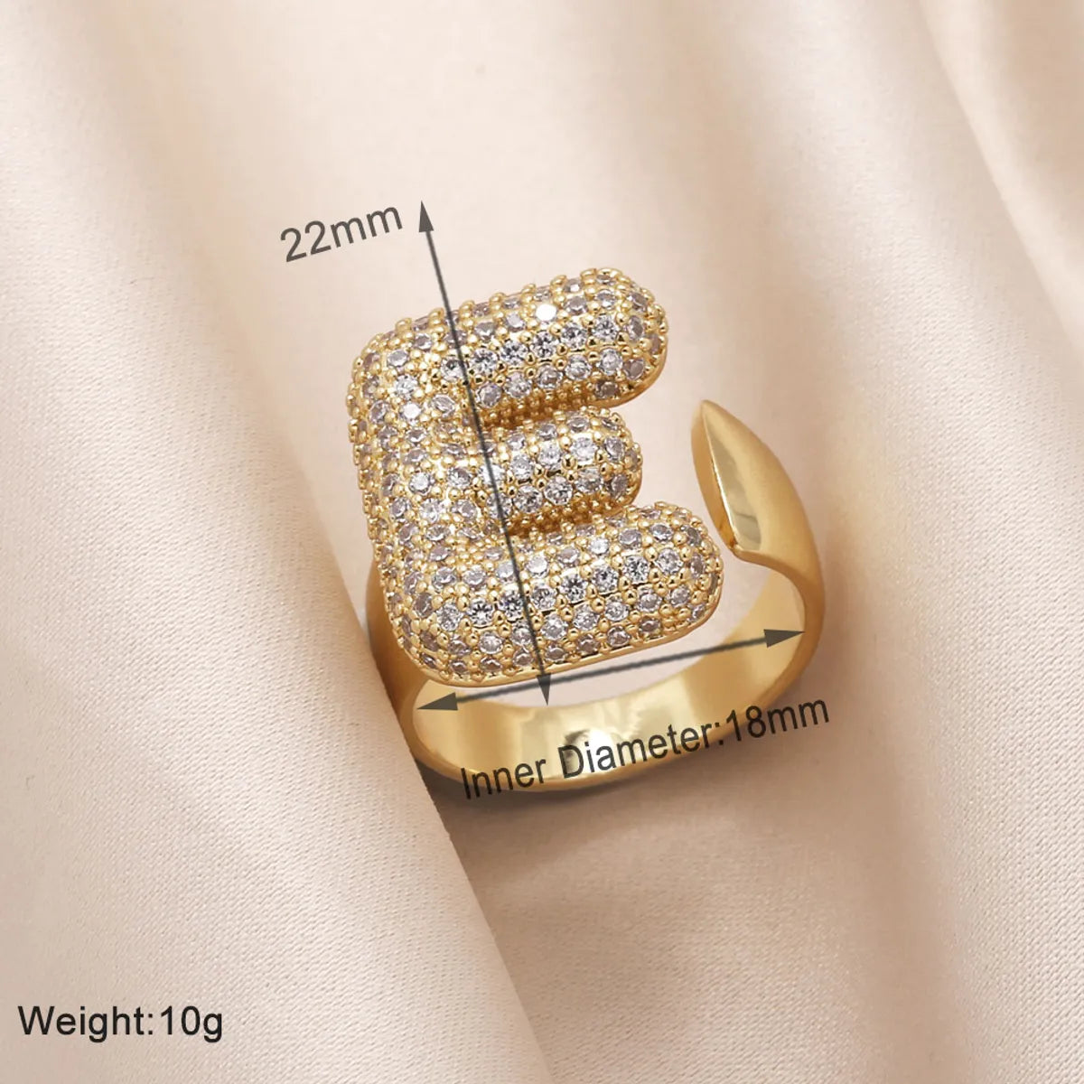 Copper 18K Gold Plated Modern Style Simple Style Plating Inlay Letter Zircon Open Rings