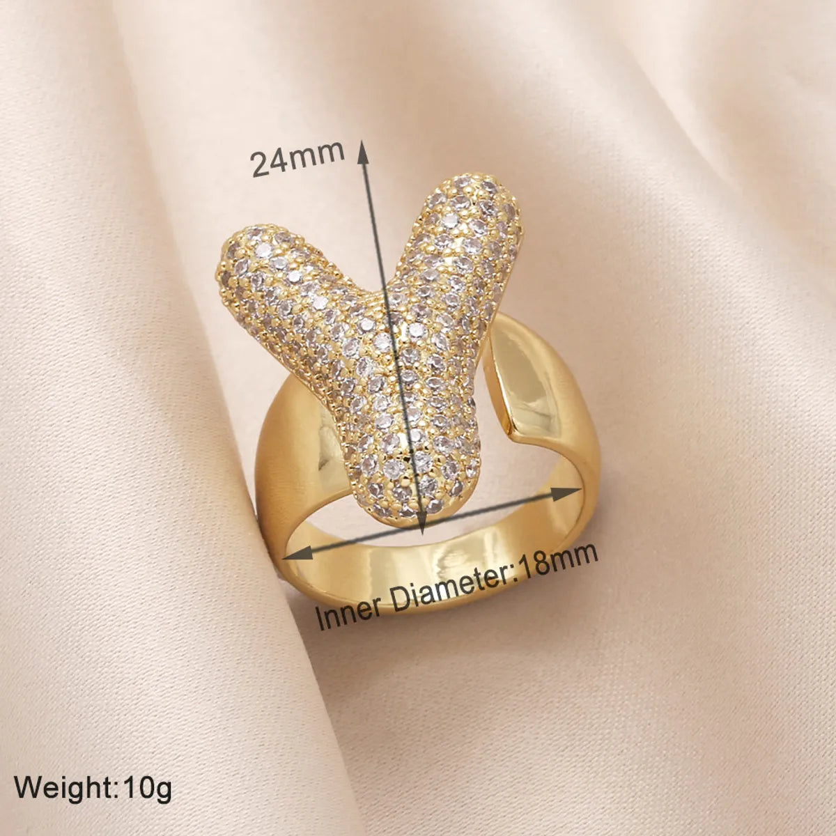 Copper 18K Gold Plated Modern Style Simple Style Plating Inlay Letter Zircon Open Rings