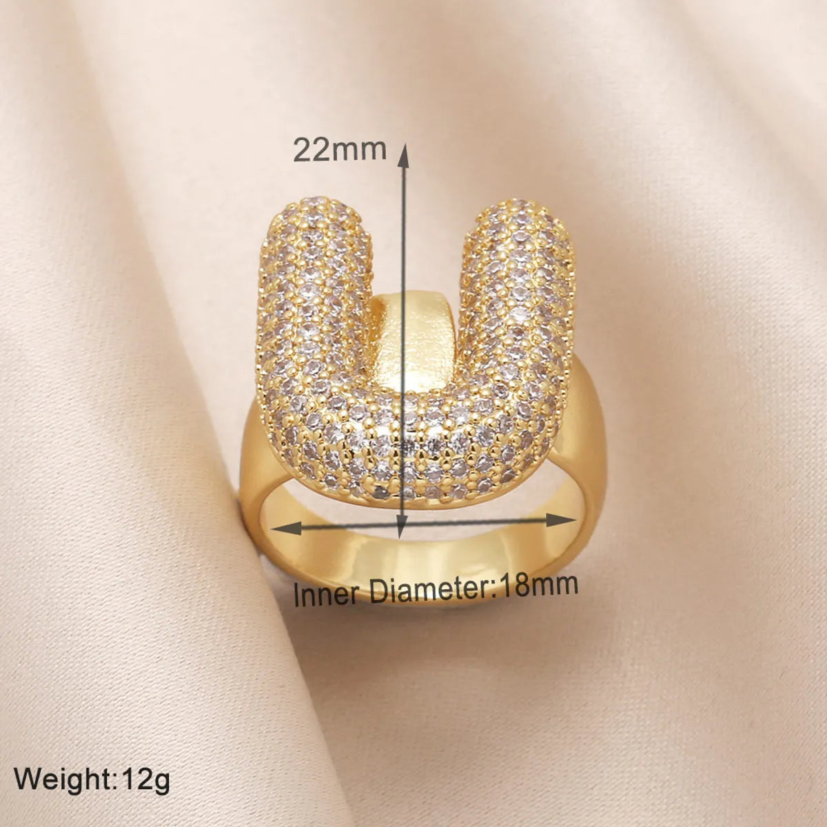 Copper 18K Gold Plated Modern Style Simple Style Plating Inlay Letter Zircon Open Rings