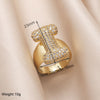 Copper 18K Gold Plated Modern Style Simple Style Plating Inlay Letter Zircon Open Rings