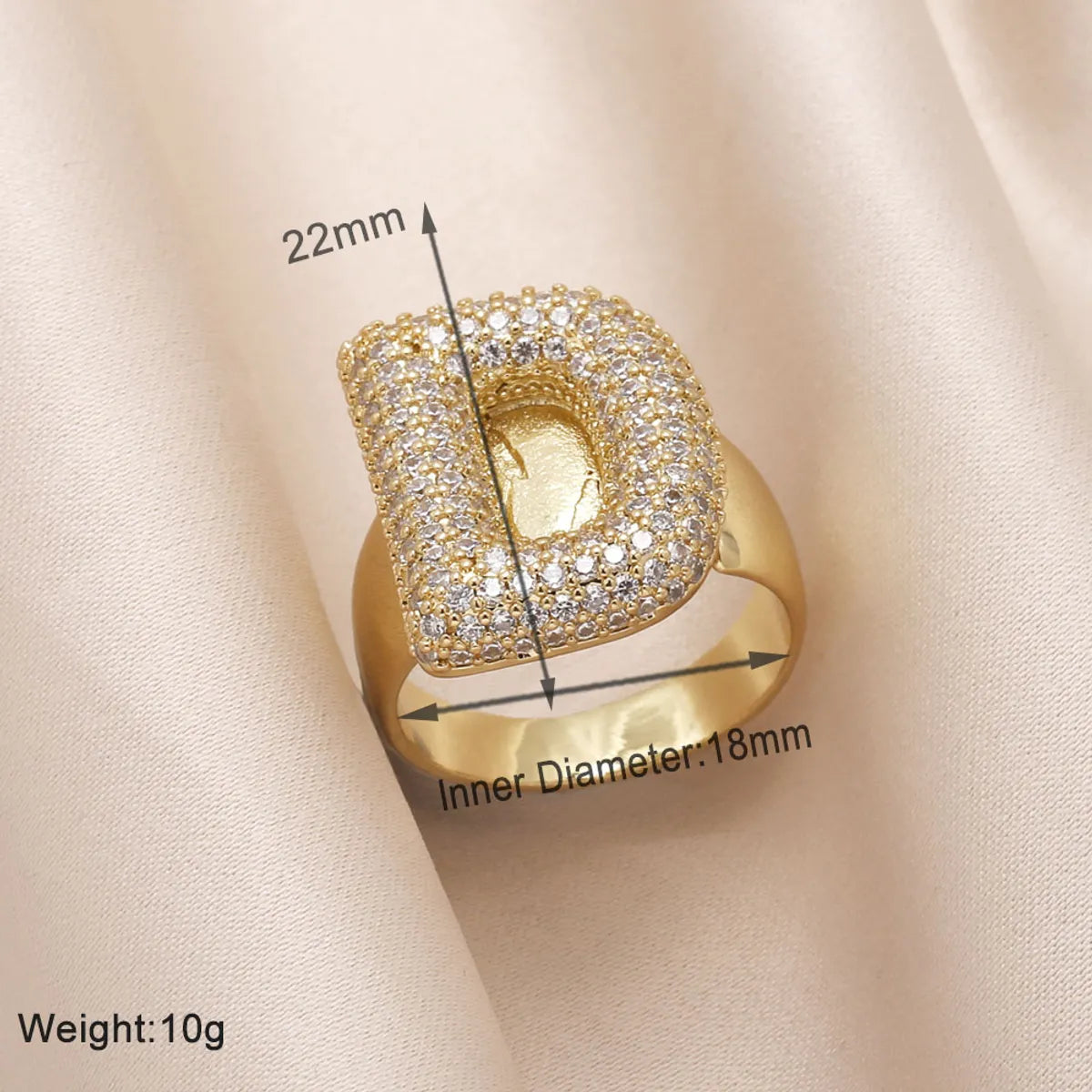 Copper 18K Gold Plated Modern Style Simple Style Plating Inlay Letter Zircon Open Rings