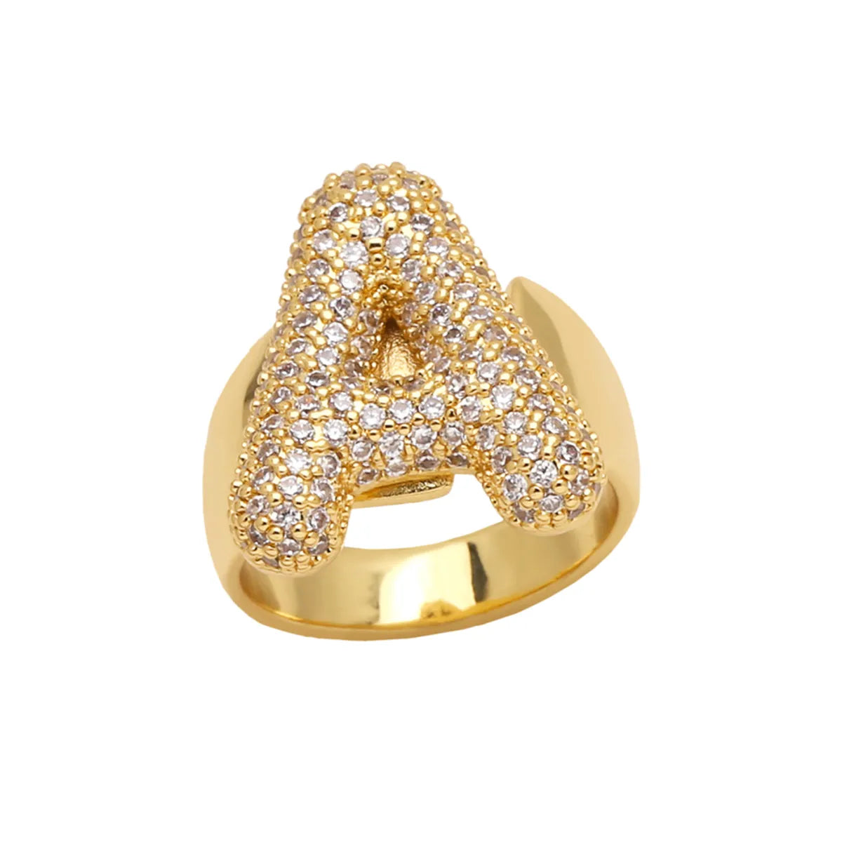 Copper 18K Gold Plated Modern Style Simple Style Plating Inlay Letter Zircon Open Rings