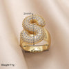 Copper 18K Gold Plated Modern Style Simple Style Plating Inlay Letter Zircon Open Rings