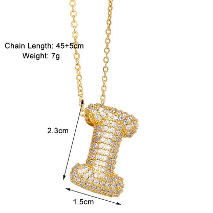 Copper 18K Gold Plated Modern Style Simple Style Plating Inlay Letter Zircon Pendant Necklace