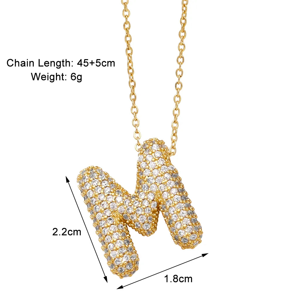 Copper 18K Gold Plated Modern Style Simple Style Plating Inlay Letter Zircon Pendant Necklace