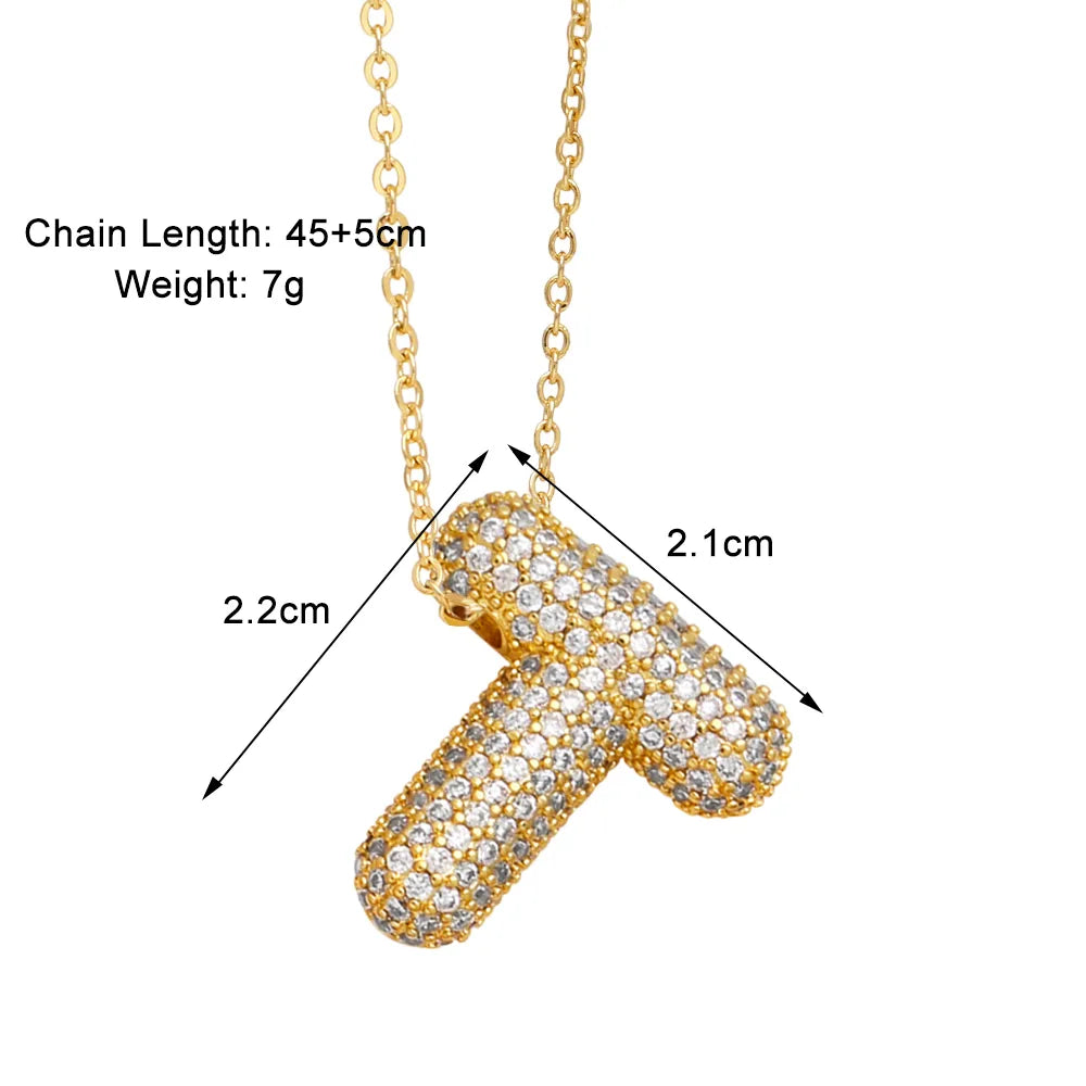 Copper 18K Gold Plated Modern Style Simple Style Plating Inlay Letter Zircon Pendant Necklace