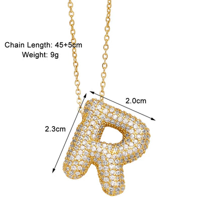 Copper 18K Gold Plated Modern Style Simple Style Plating Inlay Letter Zircon Pendant Necklace