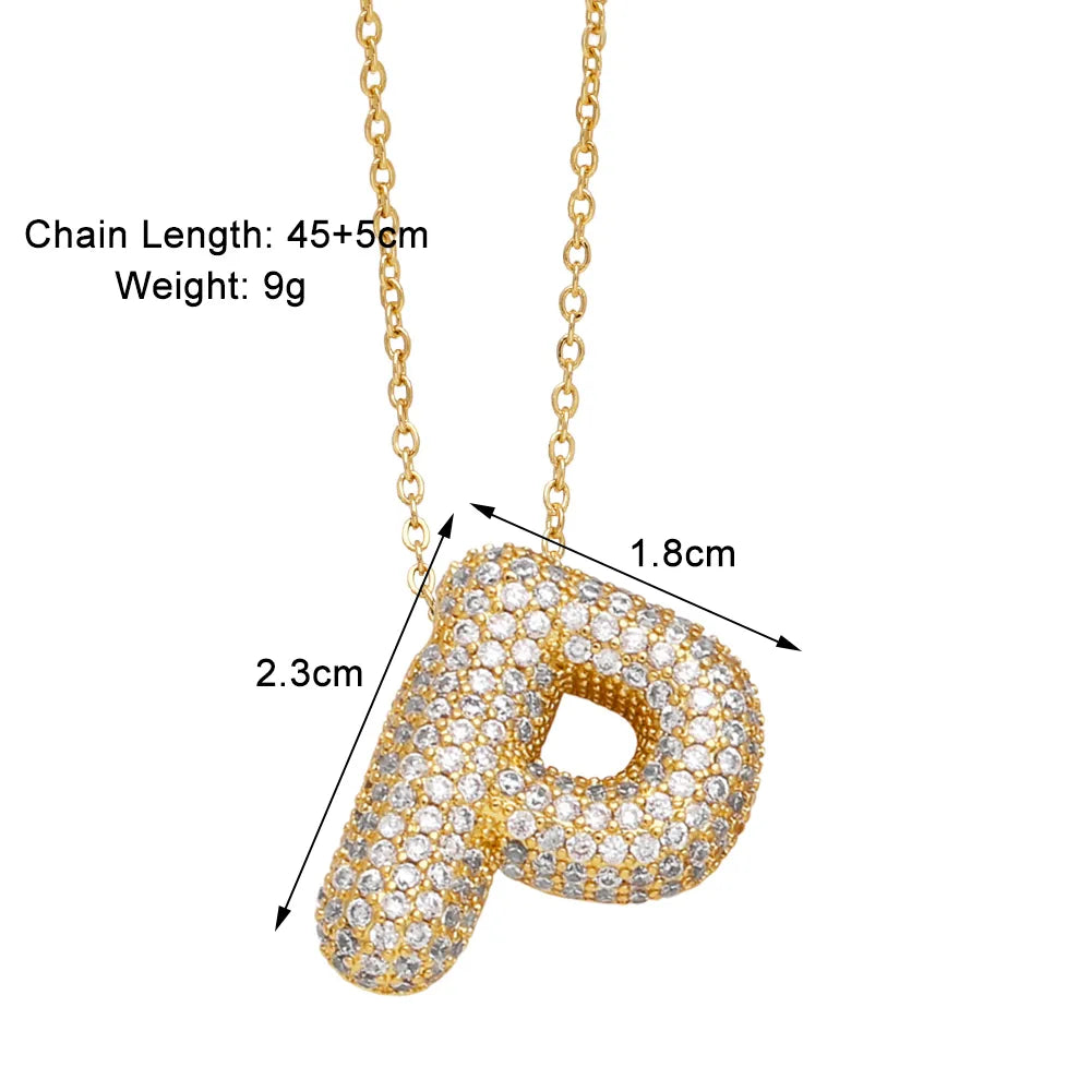 Copper 18K Gold Plated Modern Style Simple Style Plating Inlay Letter Zircon Pendant Necklace