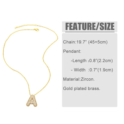 Copper 18K Gold Plated Modern Style Simple Style Plating Inlay Letter Zircon Pendant Necklace