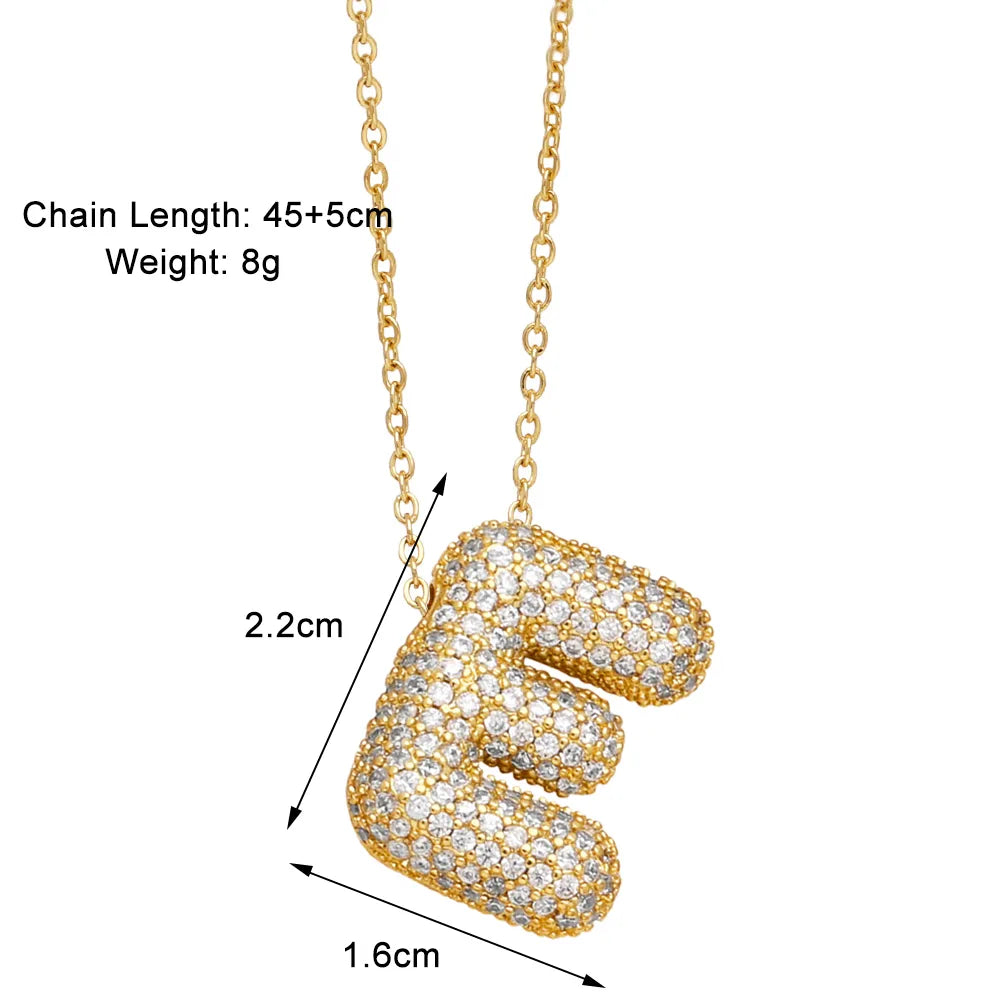 Copper 18K Gold Plated Modern Style Simple Style Plating Inlay Letter Zircon Pendant Necklace