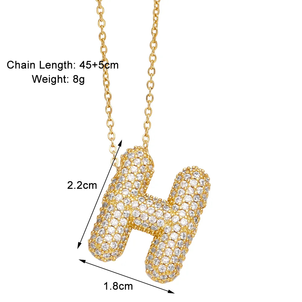 Copper 18K Gold Plated Modern Style Simple Style Plating Inlay Letter Zircon Pendant Necklace