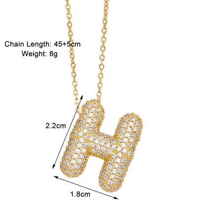 Copper 18K Gold Plated Modern Style Simple Style Plating Inlay Letter Zircon Pendant Necklace