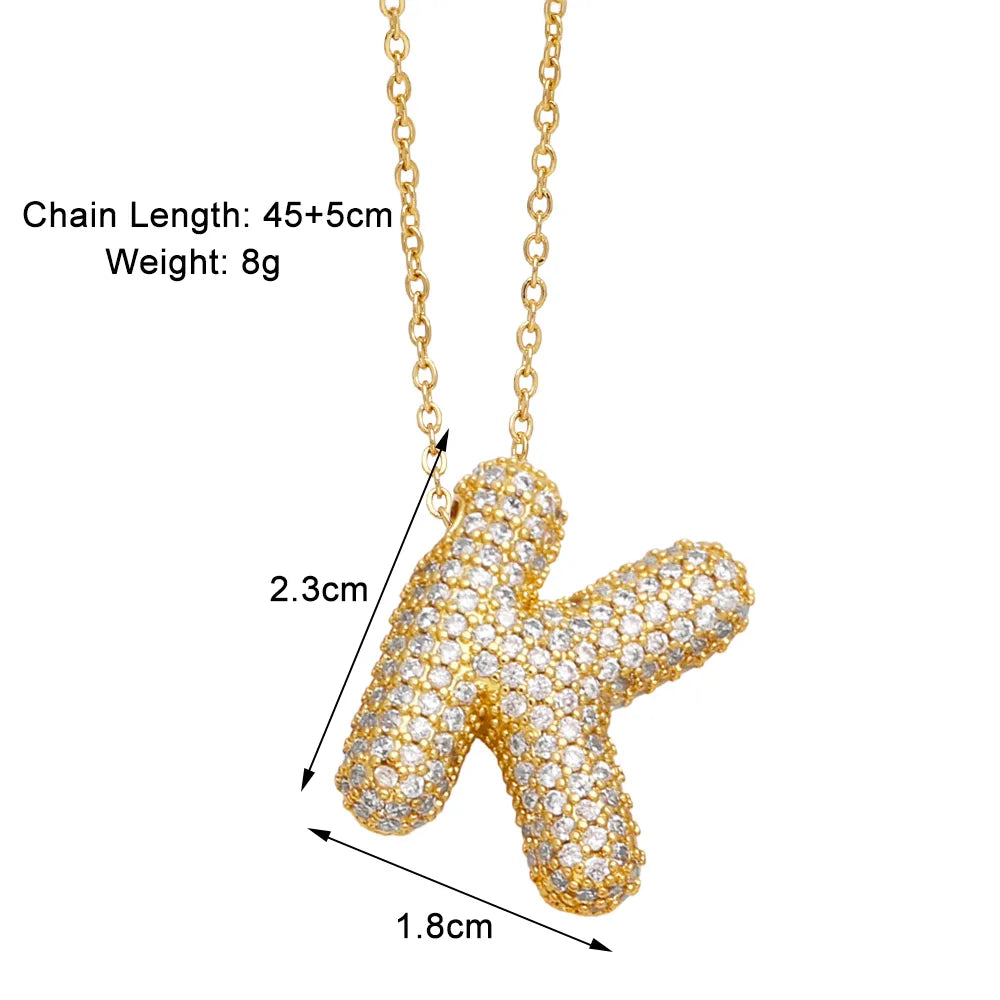 Copper 18K Gold Plated Modern Style Simple Style Plating Inlay Letter Zircon Pendant Necklace