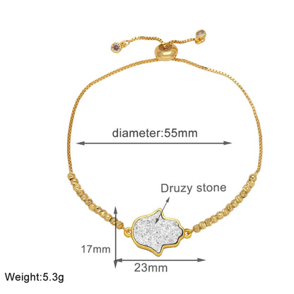 Copper 18K Gold Plated Modern Style Simple Style Plating Inlay Palm Druze Stone Bracelets