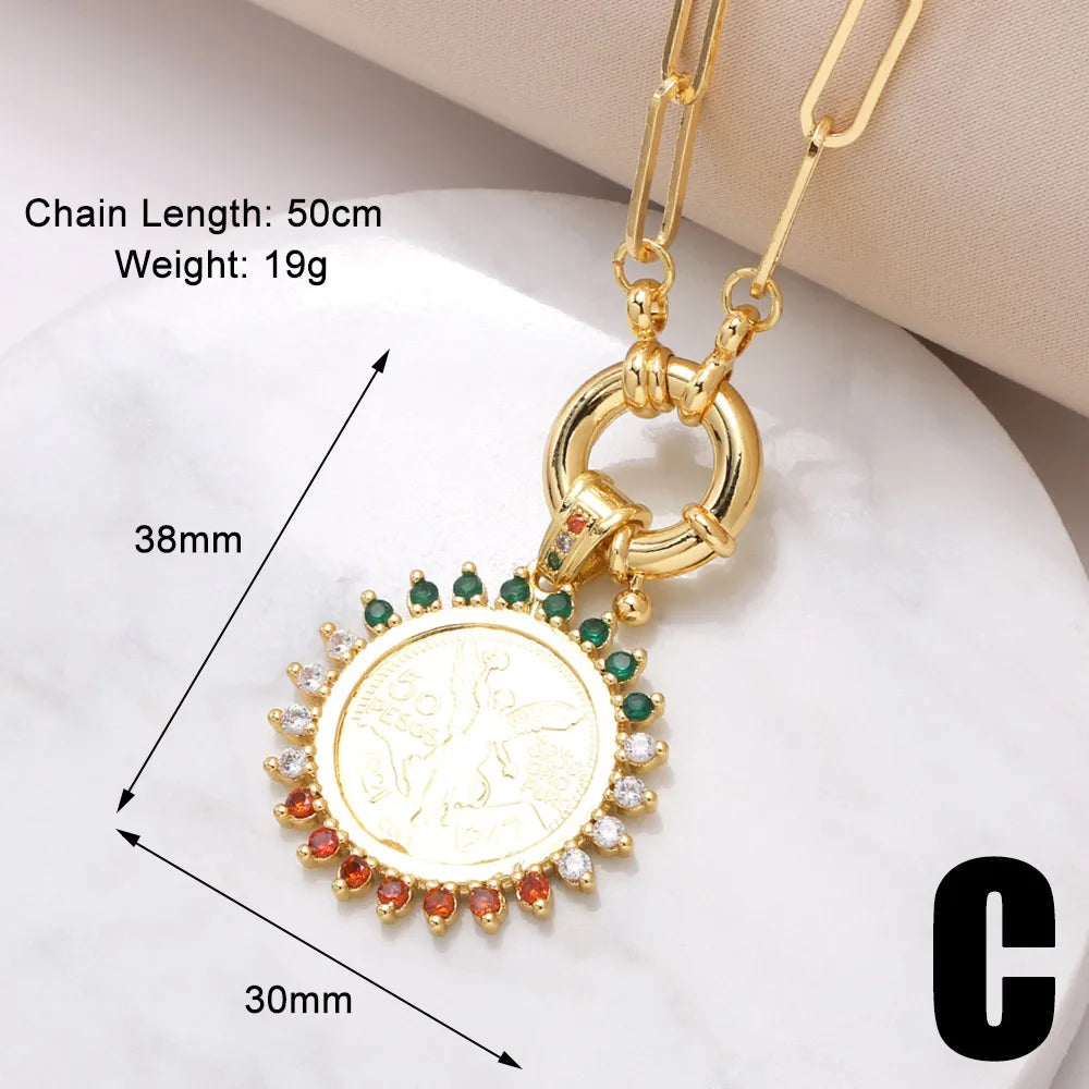 Copper 18K Gold Plated Modern Style Simple Style Plating Inlay Portrait Virgin Mary Zircon Pendant Necklace