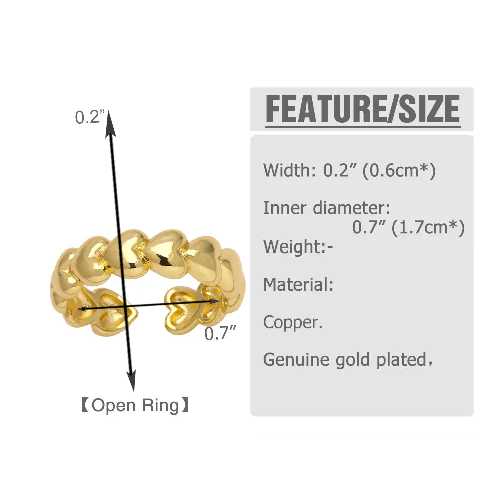 Copper 18K Gold Plated Modern Style Simple Style Plating Inlay Star Heart Shape Bow Knot Zircon Open Rings