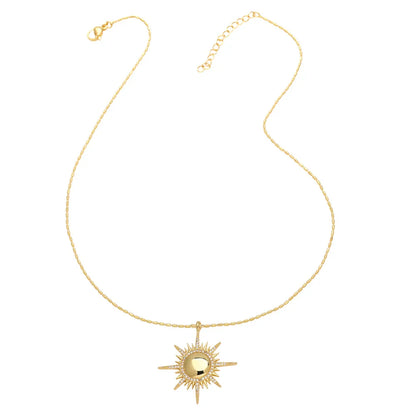 Copper 18K Gold Plated Modern Style Simple Style Plating Inlay Sun Moon Zircon Pendant Necklace