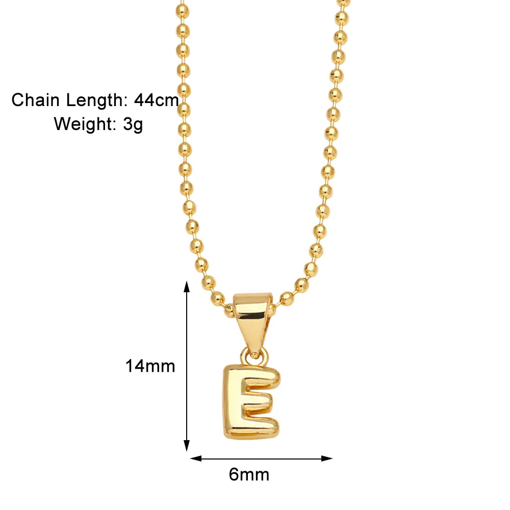 Copper 18K Gold Plated Modern Style Simple Style Plating Letter Pendant Necklace