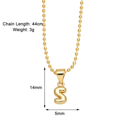 Copper 18K Gold Plated Modern Style Simple Style Plating Letter Pendant Necklace