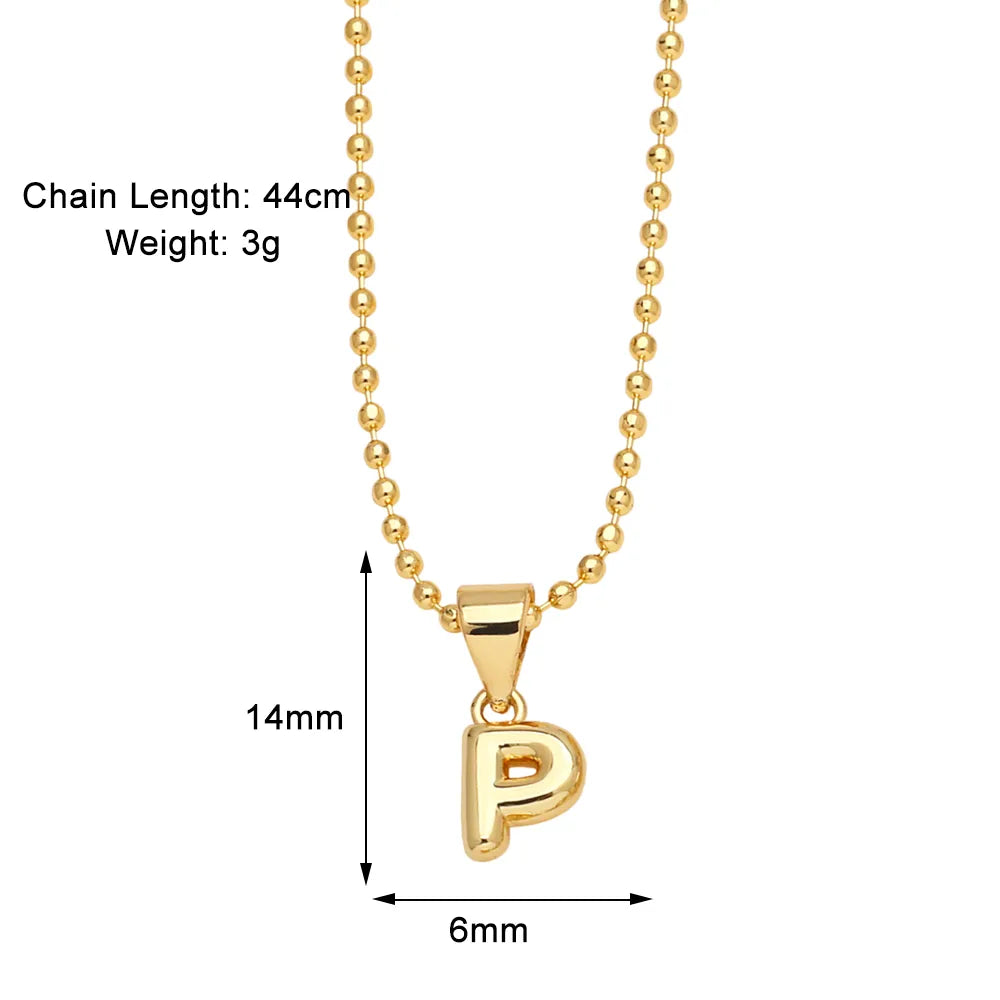 Copper 18K Gold Plated Modern Style Simple Style Plating Letter Pendant Necklace