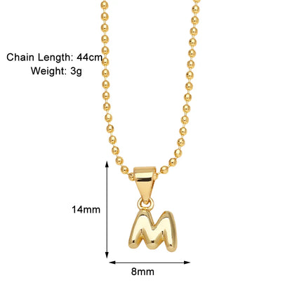 Copper 18K Gold Plated Modern Style Simple Style Plating Letter Pendant Necklace