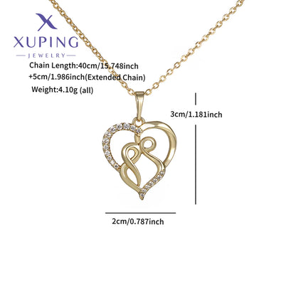 Copper 18K Gold Plated Plating Heart Shape Artificial Gemstones Pendant Necklace