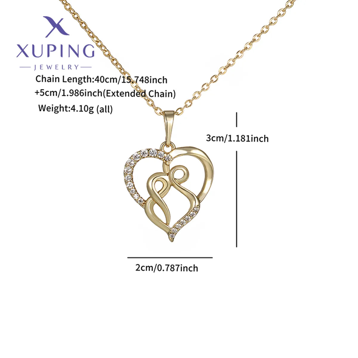 Copper 18K Gold Plated Plating Heart Shape Artificial Gemstones Pendant Necklace