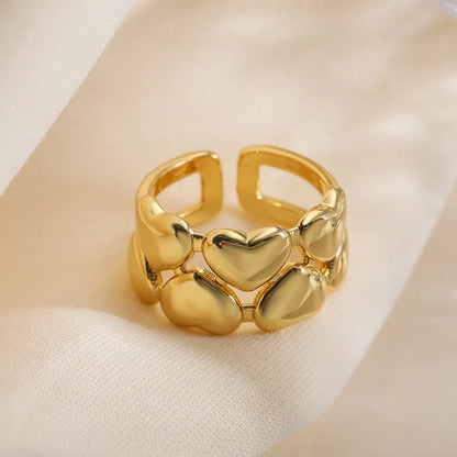 Copper 18K Gold Plated Plating Heart Shape Open Rings