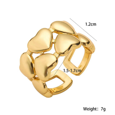 Copper 18K Gold Plated Plating Heart Shape Open Rings