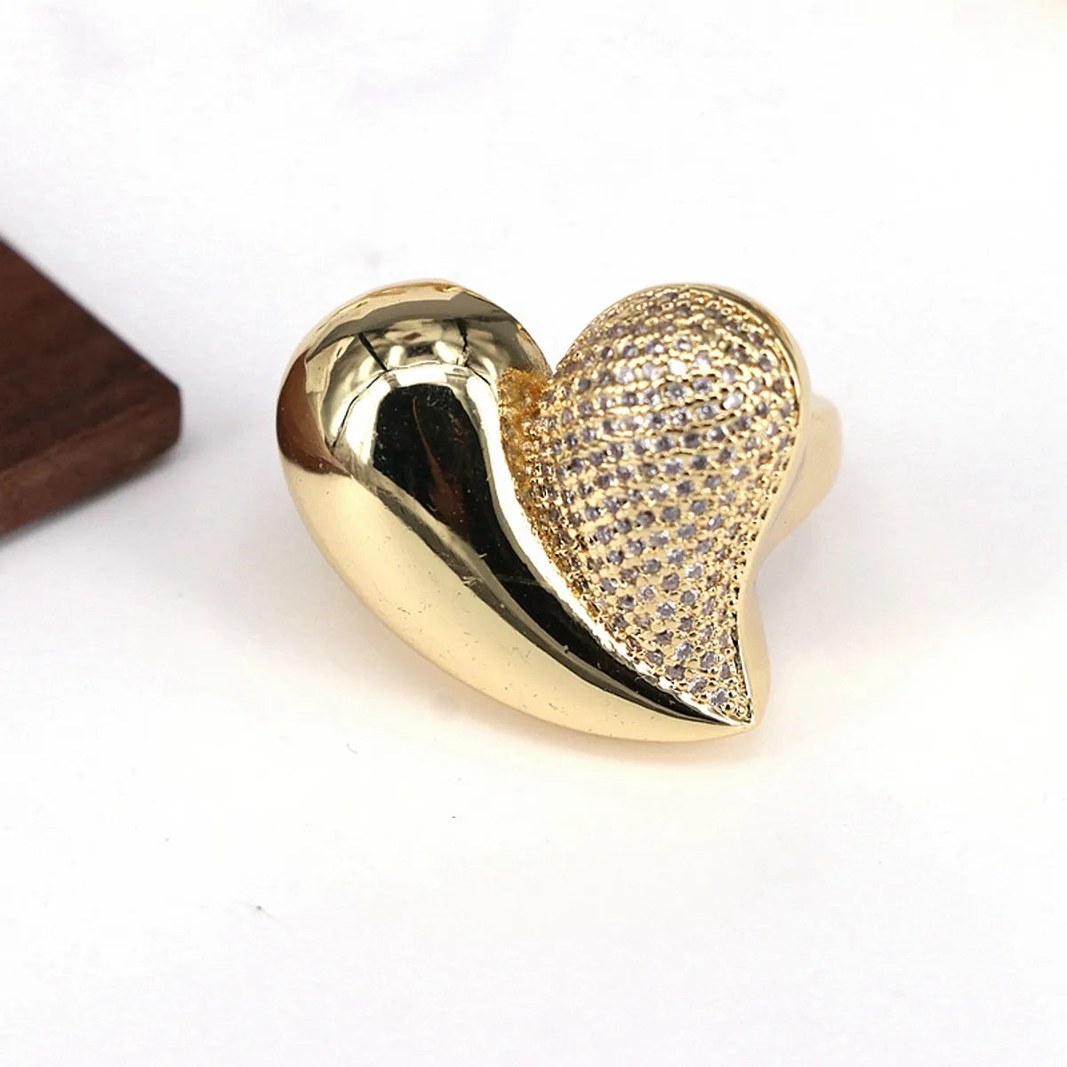 Copper 18K Gold Plated Plating Inlay Heart Shape Butterfly Zircon Open Rings