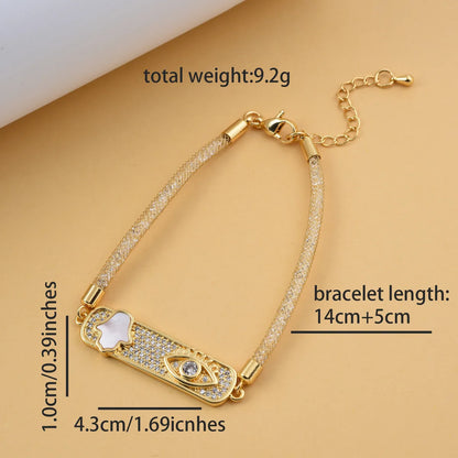 Copper 18K Gold Plated Plating Inlay Heart Shape Zircon Bracelets