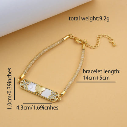 Copper 18K Gold Plated Plating Inlay Heart Shape Zircon Bracelets