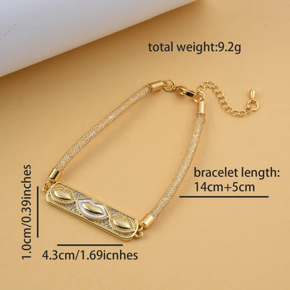 Copper 18K Gold Plated Plating Inlay Heart Shape Zircon Bracelets