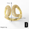 Copper 18K Gold Plated Plating Inlay Heart Shape Zircon Open Rings